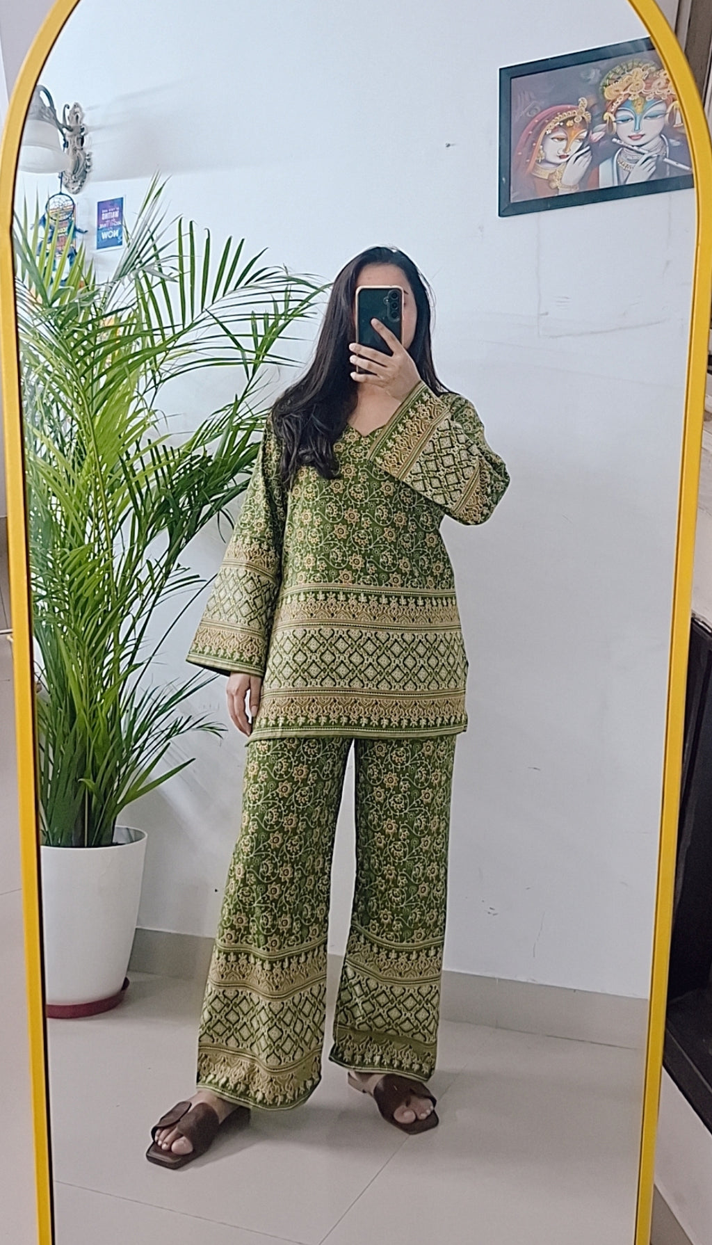 Olive Green Printed Co-ord Set