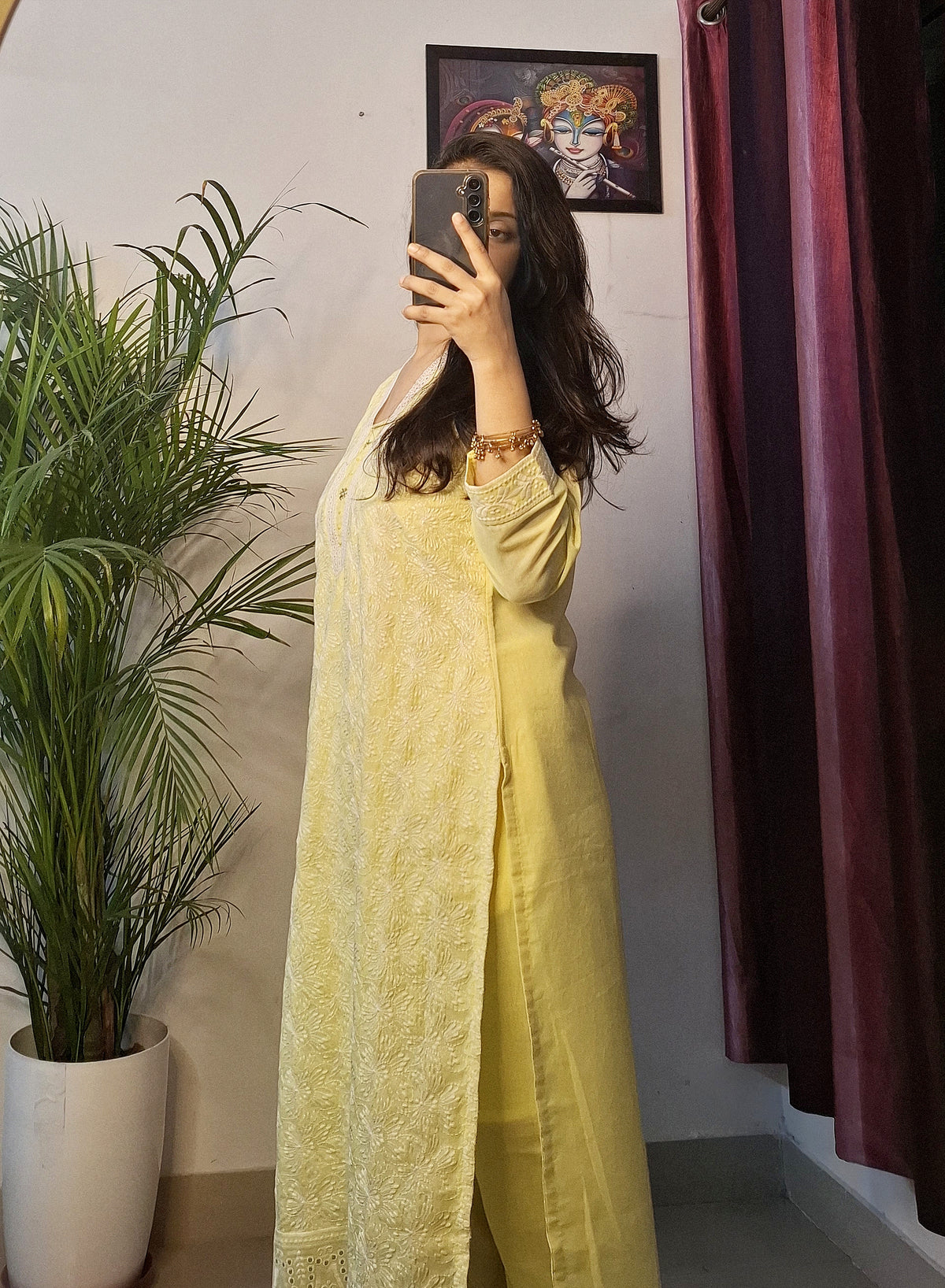 Lemon Yellow Chikankari Kurta Set