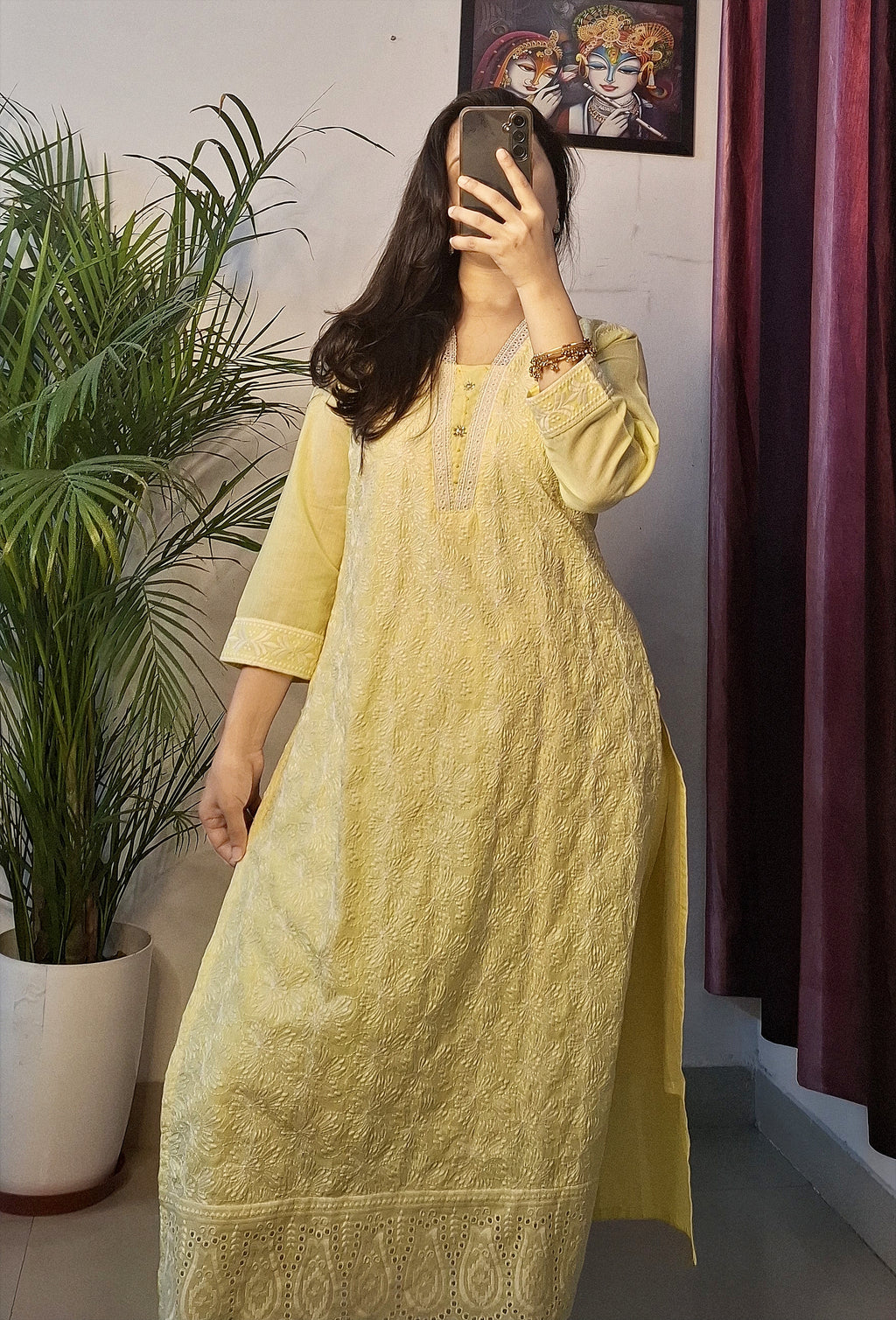 Lemon Yellow Chikankari Kurta Set