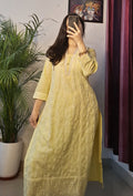 Lemon Yellow Chikankari Kurta Set