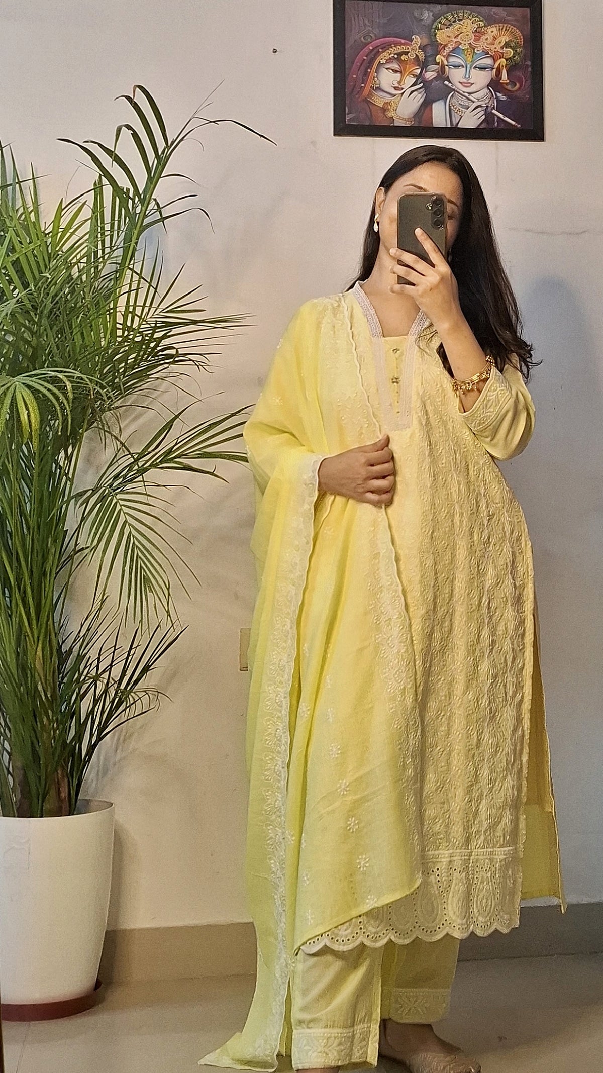 Lemon Yellow Chikankari Kurta Set