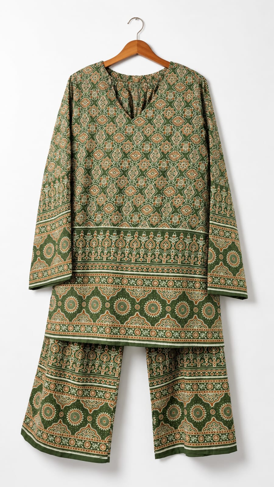 Olive Green Printed Co-ord Set