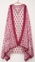 Pink Floral Cotton Printed Kurta Pant Set with Dupatta