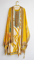 Yellow Printed Semi-Stitched Kurta Pant Set with Dupatta
