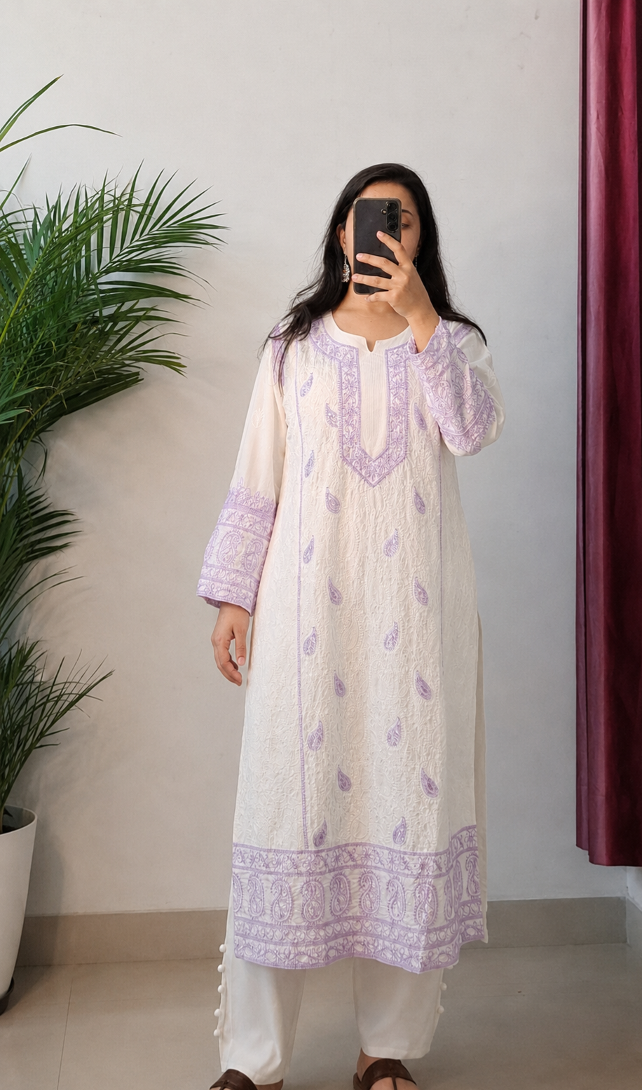 White Chikankari Embroidered Kurta Pant Set with Dupatta