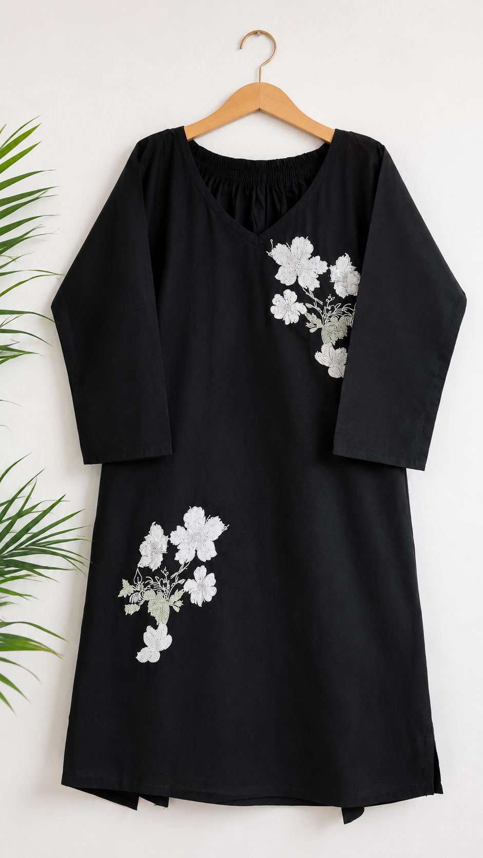 Black Floral Embroidered Co-ord Set