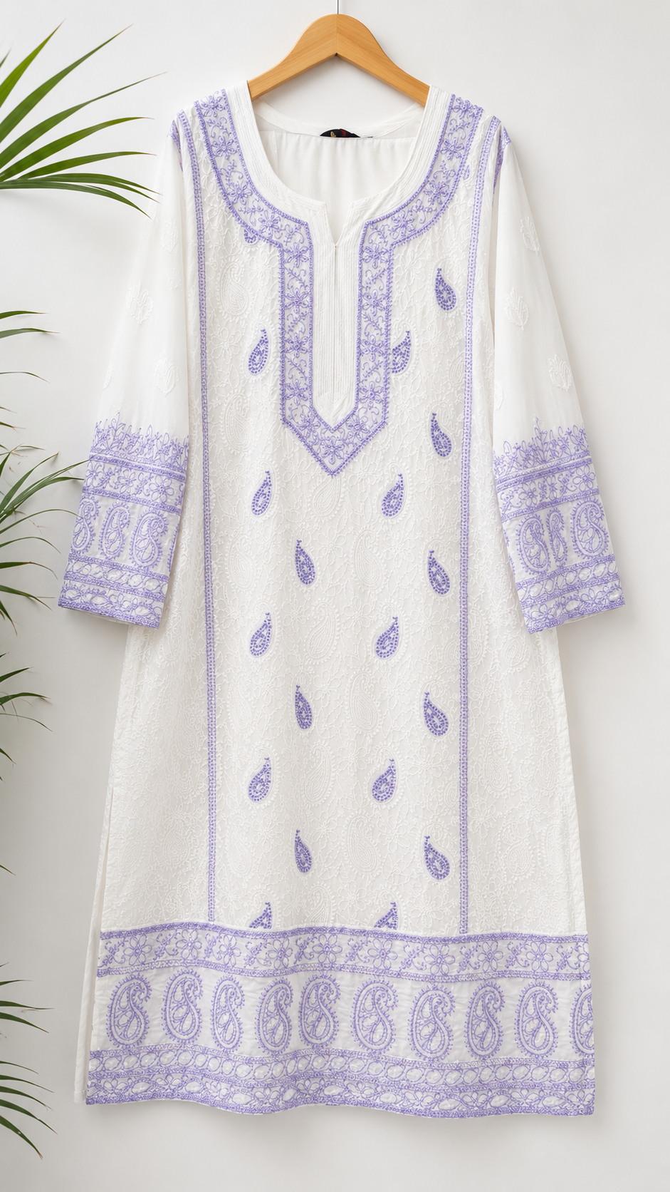 White Chikankari Embroidered Kurta Pant Set with Dupatta