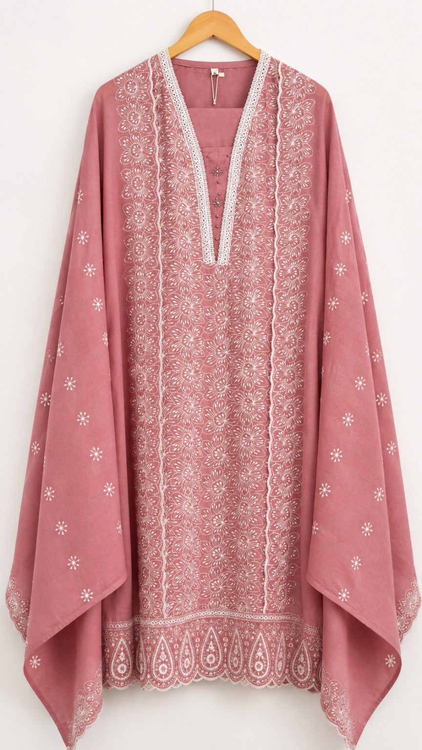 Dusty rose chikenkari embroidery suit set
