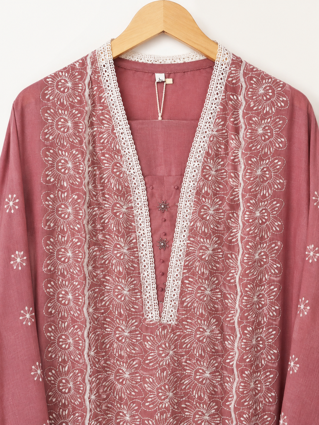 Dusty rose chikenkari embroidery suit set